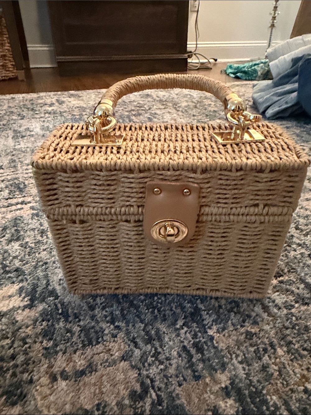 Woven Straw Box Handbag